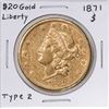 Image 1 : 1871-S Type 2 $20 Liberty Head Double Eagle Gold Coin