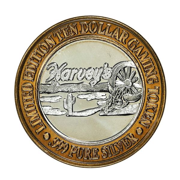 .999 Fine Silver Harveys Resort Lake Tahoe, Nevada $10 Limited Edition Gaming Token