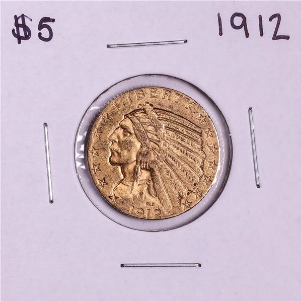 1912 $5 Indian Head Half Eagle Gold Coin