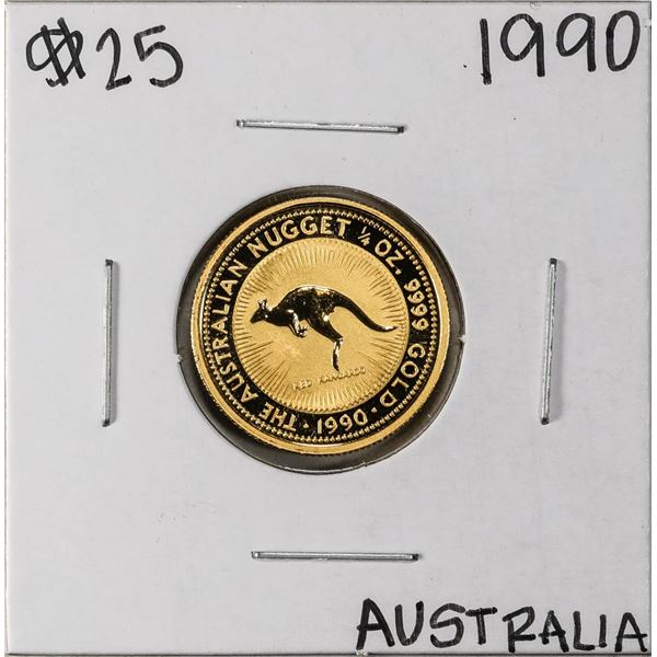 1990 $25 Australian Nugget 1/4 oz Gold Coin
