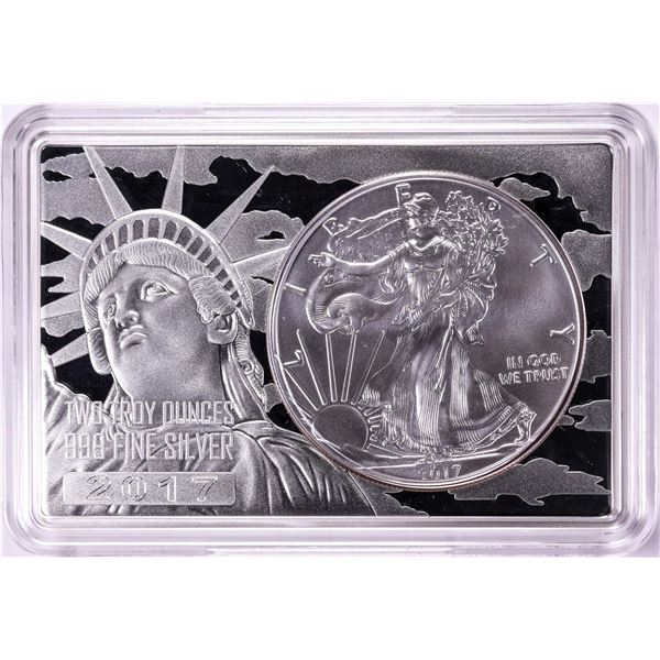 2017 $1 American Silver Eagle Coin & 2oz Silver Bar Set