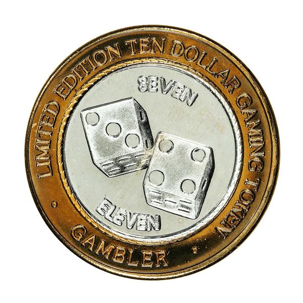 .999 Silver Gambler Reno, Nevada $10 Casino Limited Edition Gaming Token