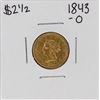 Image 1 : 1843-O $2 1/2 Liberty Head Quarter Eagle Gold Coin