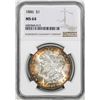 Image 1 : 1886 $1 Morgan Silver Dollar Coin NGC MS64 Nice Toning