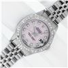 Image 2 : Rolex Ladies Stainless Steel Pink Mother of Pearl Diamond Datejust Wristwatch