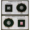 Lot of 1908-D Barber & 1940 Waking Liberty Half Dollar Coins and Stamp Panels