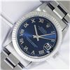 Rolex Ladies Stainless Steel Factory Blue Roman Datejust Wristwatch with Oyster Band
