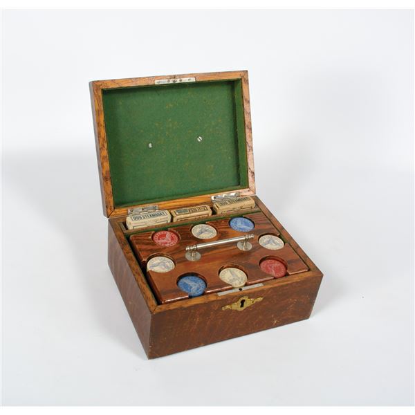 Rack of Vintage Clay Eagle and Stars Poker Chips