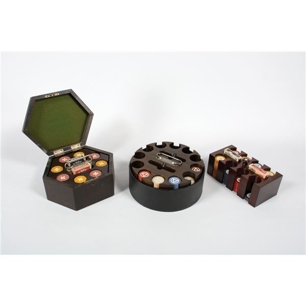 Lot of 3 Vintage Chip Racks with Composite Chips