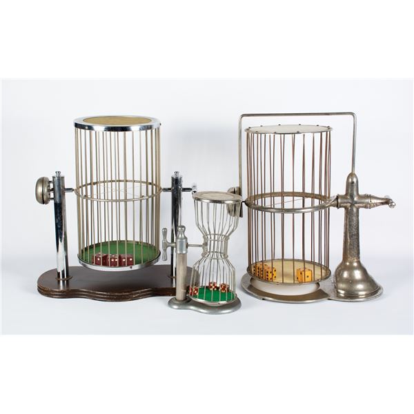 Lot of 3 Vintage "Chuck-a-Luck" Dice Cages