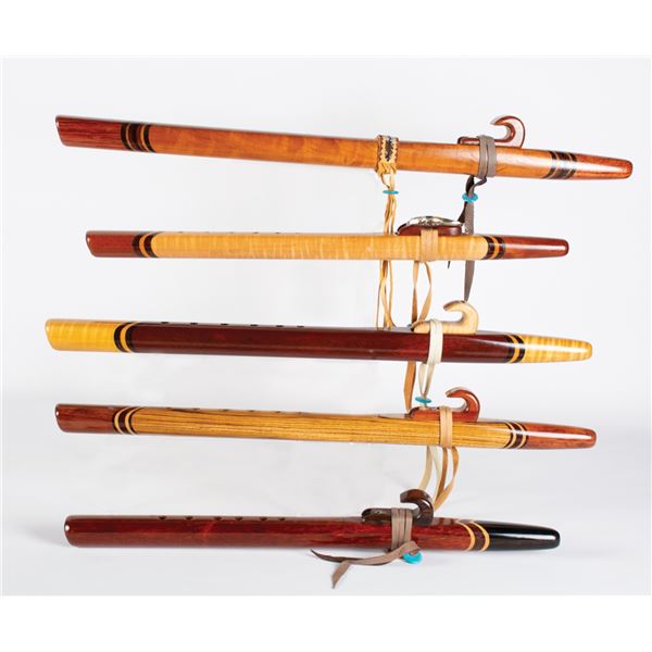 Group of Five (5) "Ancient Territories" Native American Style Flutes