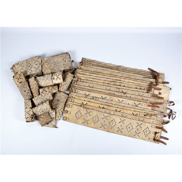 Lot of 19 White Bronc Belts and 19 White Cuffs