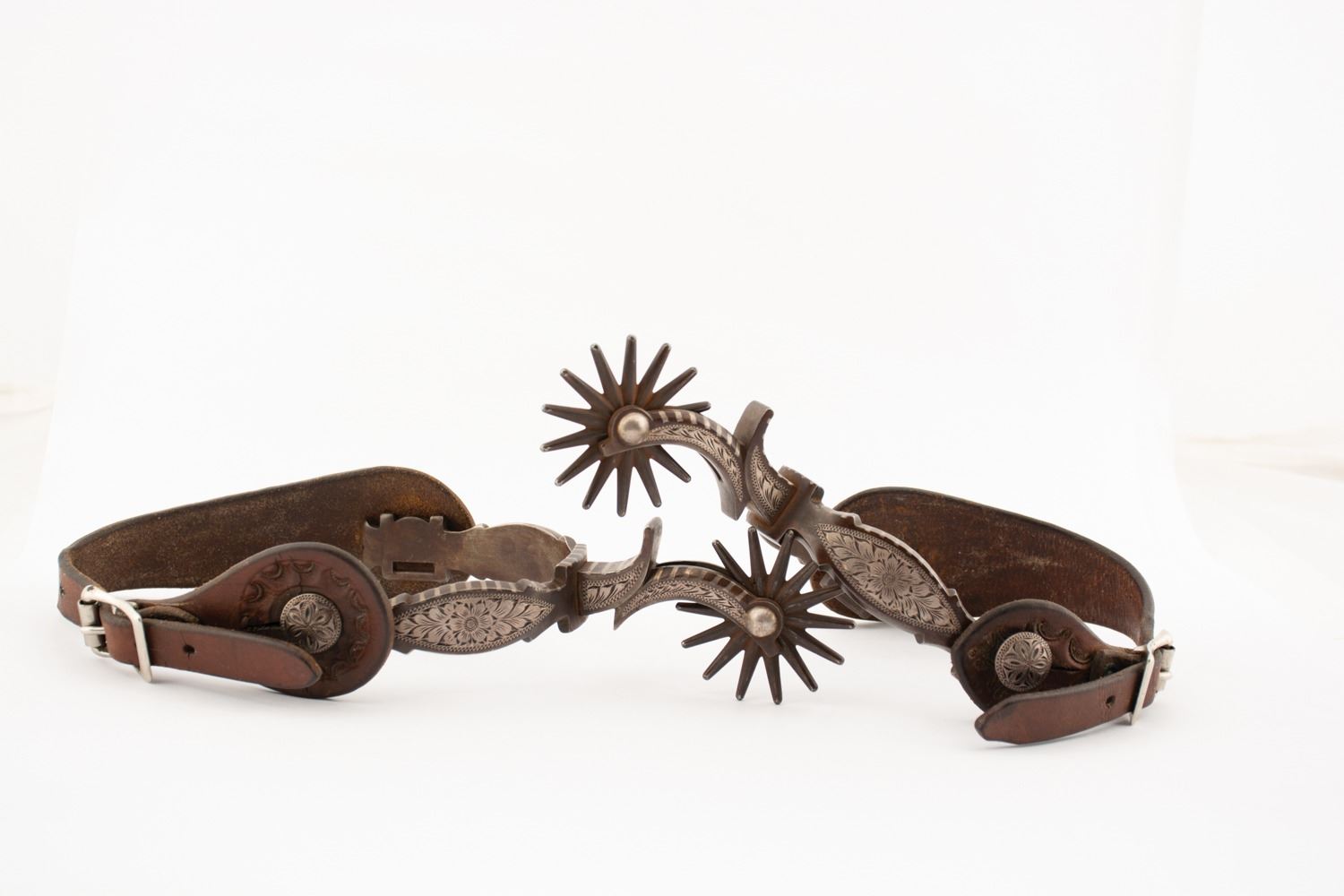 Paire De Sangles éperons En Cuir Autruche Bleu Denim - Cowpuncher Jeremiah Watt Neuves