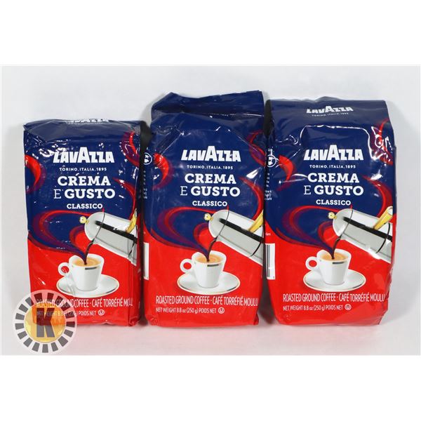 3 BAGS OF LAVAZZA GROUND COFFEE CREMA E GUSTO 250G