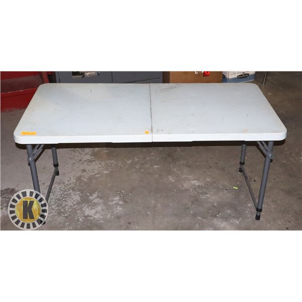 4' LONG FOLD UP TABLE, LEGS ADJUSTABLE HEIGHT