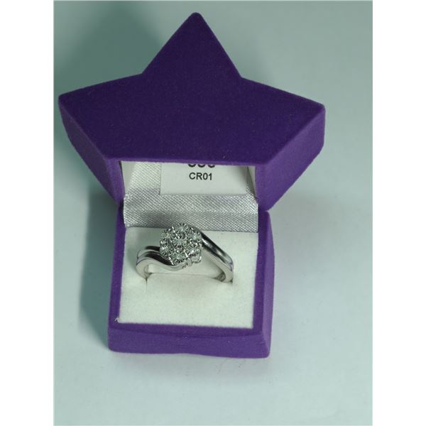 SILVER DIAMOND RING (~WEIGHT 3.7G) SIZE 7.25