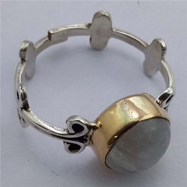 SILVER MOONSTONE  RING (~WEIGHT 3G) ADJUSTABLE SIZE