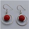 Image 1 : SILVER SYNTHETIC CORAL  EARRINGS (~WEIGHT 6G)