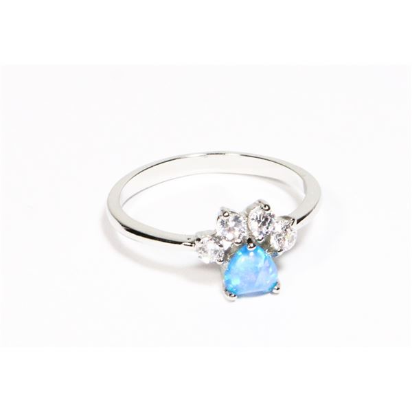 NEW SIZE 7 OPAL STYLE RHINESTONE PAW RING