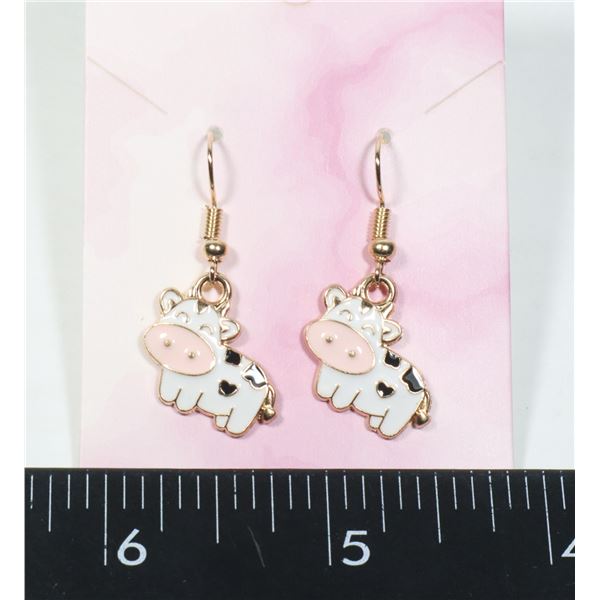 NEW COW THEME DROP EARRINGS