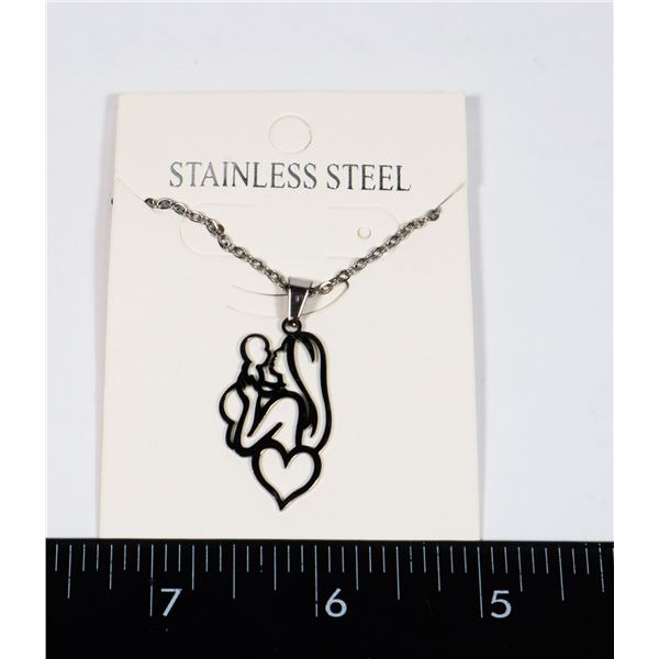 NEW STAINLESS STEEL MAMA AND BABY PENDANT & CHAIN