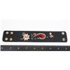 Image 1 : NEW BLACK LEATHER TYPE EMBROIDERED BRACELET