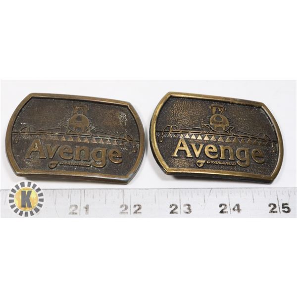 LOT OF 2 AVENGE CYANAMID VERSATILE BELT BUCKLES