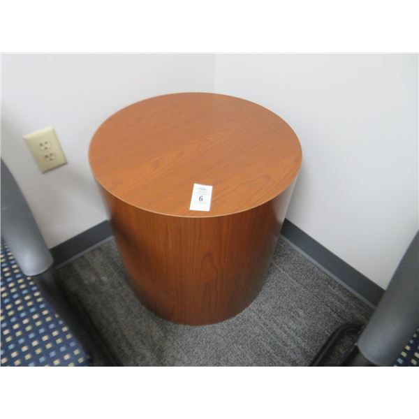 Round Oak Laminate Side Table