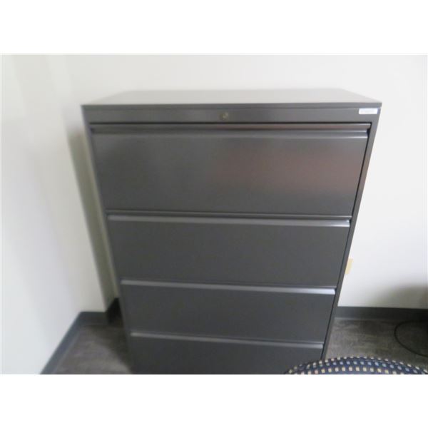 Grey Metal 4 Drawer Lateral File Cabinet
