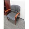 Image 1 : 12-Cherry Trim Blue Dot Fabric Armchairs - 12 X $