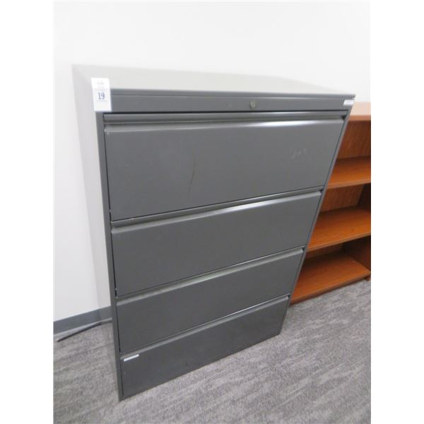 Grey Metal 4 Drawer Lateral File Cabinet