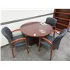 Image 1 : Round Table w/3 Checkered Padded Armchairs
