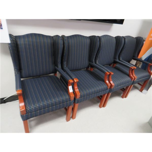 4-Blue Fabric Wingback Armchair - 4 X $