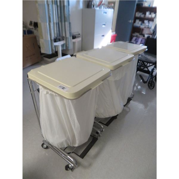 3-Lidded Portable Hamper Cart - 3 X $