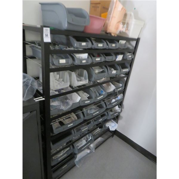 Black 9 Shelf Bin Rack w/Asst. Bandages & Other