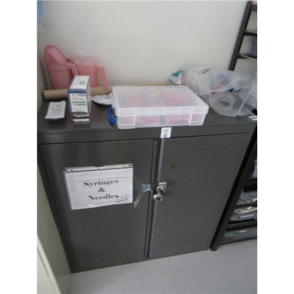 Grey Metal 3' Storage Cabinet w/Medical Supplies