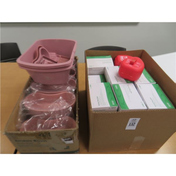 Lot of Alchohol Prep Pads & Emesis Basins