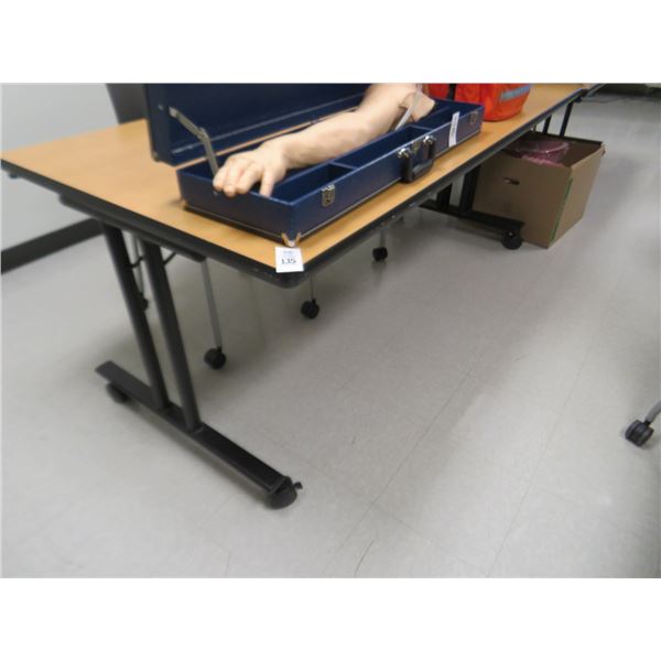 10-6' Blonde Laminate Rolling Work Table - 10 X $