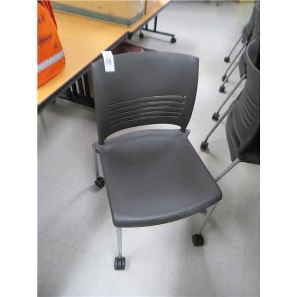 51-Grey Rolling Stack Plastic Classroom Chairs - 51 X $