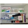Image 1 : Lot of Culture Tubes, Beakers, Trays & Medical Books In Upper Cabinet