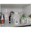 Image 2 : Lot of Glass Bottles, Solutions & Alchohol in Upper Cabinet