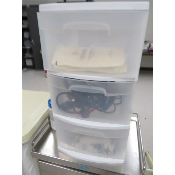 3 Compartment Storage Bins w/Asst. Contents