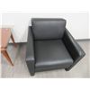 Image 2 : 3-Black Leather Padded Lounge Chairs - 3 X $