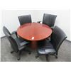 Image 1 : Cherry Round Small Conference Table w/Chairs