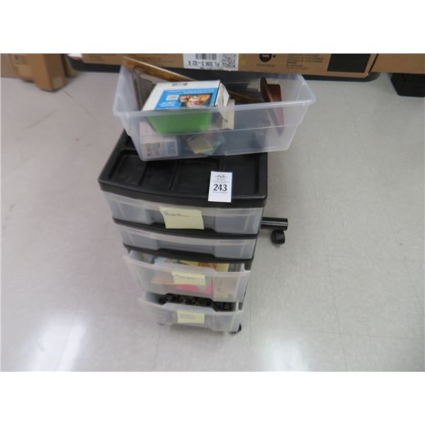 4 Drawer Plastic Cart w/Office Supplies