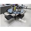 Image 1 : 2-Round Blue/Grey Formica Table w/4 Chairs - 2 X $