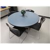 Image 3 : 2-Round Blue/Grey Formica Table w/4 Chairs - 2 X $