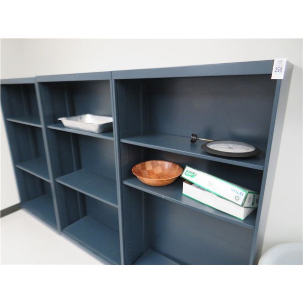 3-Blue Metal Bookcases - 3 X $