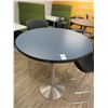 Image 1 : 6-Blue Round Formica Top Pub Table - 6 X $