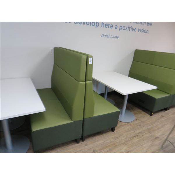 3-Green Leather Booth Section w/Table - 3 X $